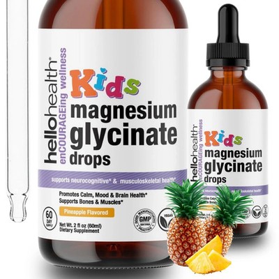 Kids Magnesium Glycinate Liquid Drops   Sugar Free Liquid Drops, Happy Calm f...