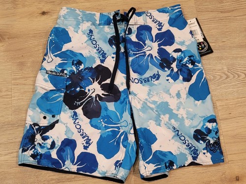 Maui & Sons Men's Board Shorts Blue Swirl Colorful Swim Suit Surf Trunks Sz M