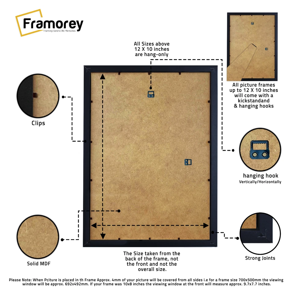Черная рамка для плаката гладкая матовая фоторамка дуб орех серебро золото узкая 2 см - Изображение 2 из 4