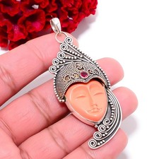 Goddess Pink Opal & Pink Tourmaline 925 Silver Goddess Pendant 2.73