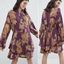 Free People Shake It Dress Purple Gold Size Medium