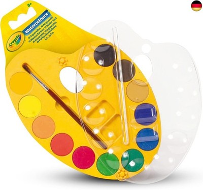 CRAYOLA - Set 12 Aquarellfarben mit Pinsel, Palette mit verschließbarem Deckel, 