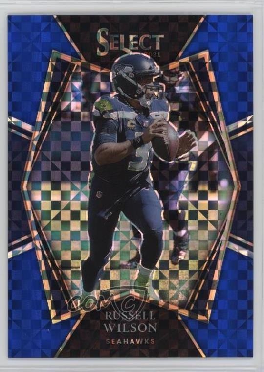 2021 Panini Select Premier Level Blue Prizm 6/149 Russell Wilson #130 6o3