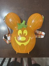 Disney Parks Halloween Mickey Mouse Pumpkin Balloon Popcorn Bucket with Strap