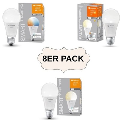LEDVANCE SMART+ LED E27 Glühbirne dimmbar Smart Lampe Alexa / Google [8ER PACK]