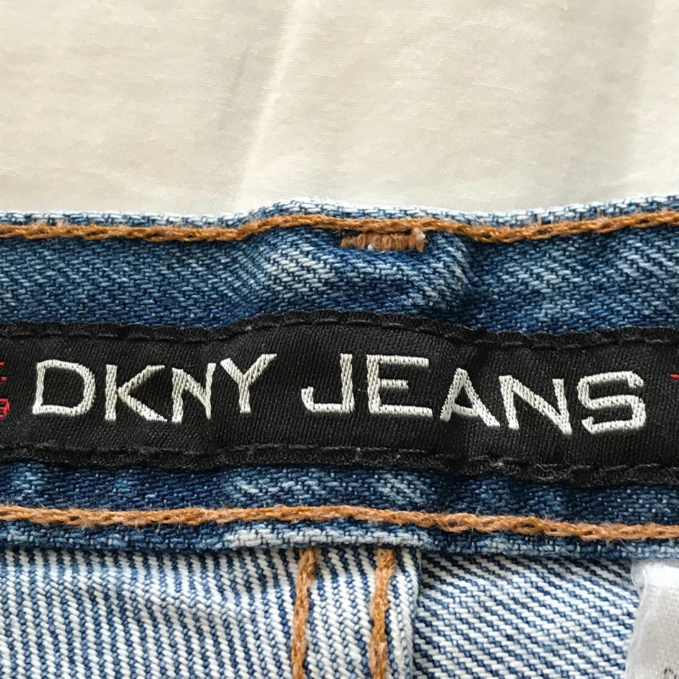 Pantalones Cortos Denim DKNY Mujer M Azul Tiro Alto Elastizados Exterior Foto 3 de 4