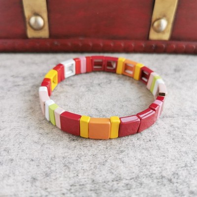 Roxanne Assoulin Rainbow Brite Enamel Stretch Bracelet - Gold