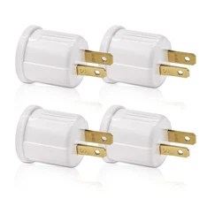 Outlet to Socket Adapter, Plug-in Light Socket, Convert 4-Pack, White Color 