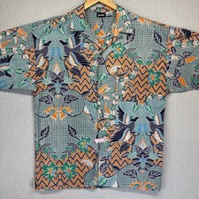 Vintage Jantzen 1970 s Hawaiian Button Up Shirt Men Sz Large Colorful Birds