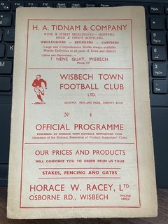 1953/54 WISBECH TOWN V SCUNTHORPE UNITED RESERVES MIDLAND LEAGUE