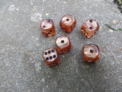 Würfelset 6x W6 16 mm Weible gold/kupfer - Knobel / Kniffel / Rollenspiel