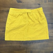 J.CREW Skirt Women Sz 6 Mustard Yellow Stretchy Corduroy Slashed Pockets Short