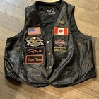 Gilet d’équitation motard cuir avec patchs homme med