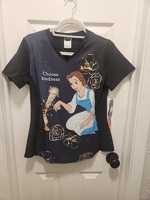 Beauty and The Beast Cherokee Scrubs Tooniforms Disney Top TF782 BEDK, Small