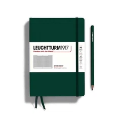Hardcover Medium A5 Notebook, 251 Pages, Squared (Forest Green)