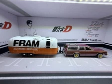 Greenlight 1985 MERCURY GRAND MARQUIS On 3D Lowrider Wheels & Fram Camper Set