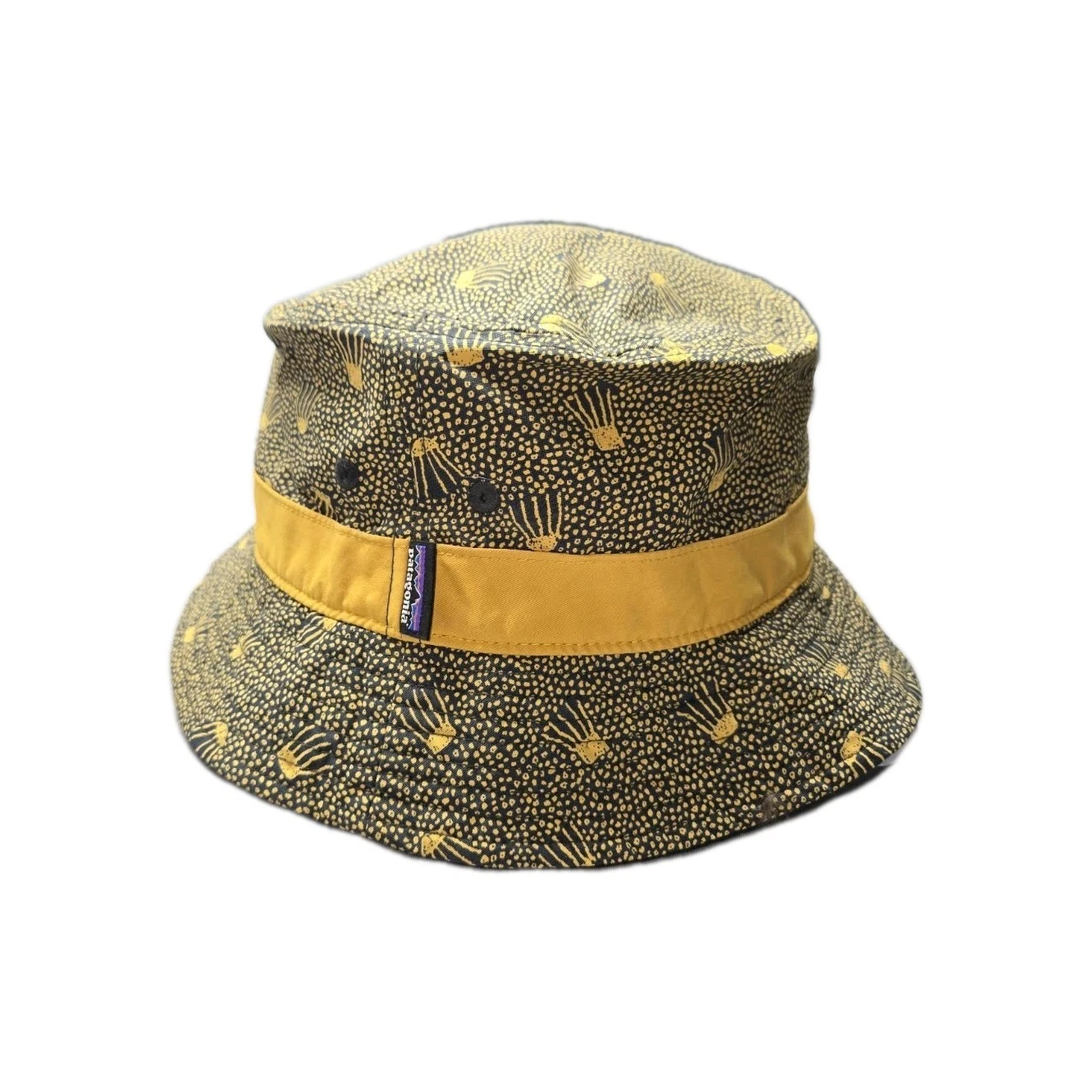RARE RETRO PATAGONIA BUCKET BEACH HAT SUN SURF HIKE JELLYFISH Yellow Blue