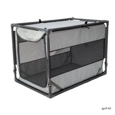 Gray Portable Folding Dog Crate 70lb Mesh Panels Travel Kennel Removable Tray