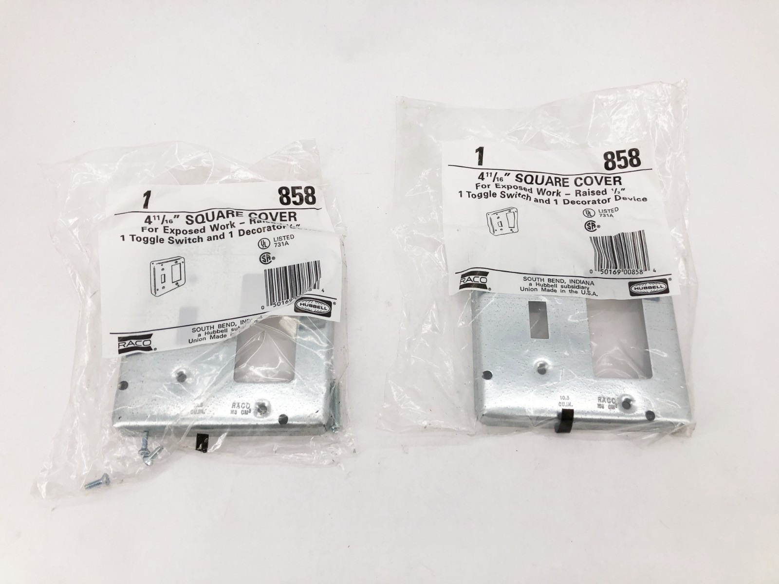 Lot of 2 New Hubbell 858 Square Covers Toggle Switch/ GFCI 4-11/16"