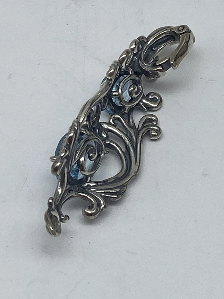 Colgante potenciador de rollo de topacio azul con dos topacio de plata de ley Carolyn Pollack 15,1 g Foto 4 de 4