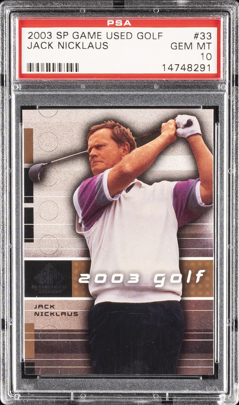 2003 SP GAME USED GOLF #33 JACK NICKLAUS PSA 10 view 1