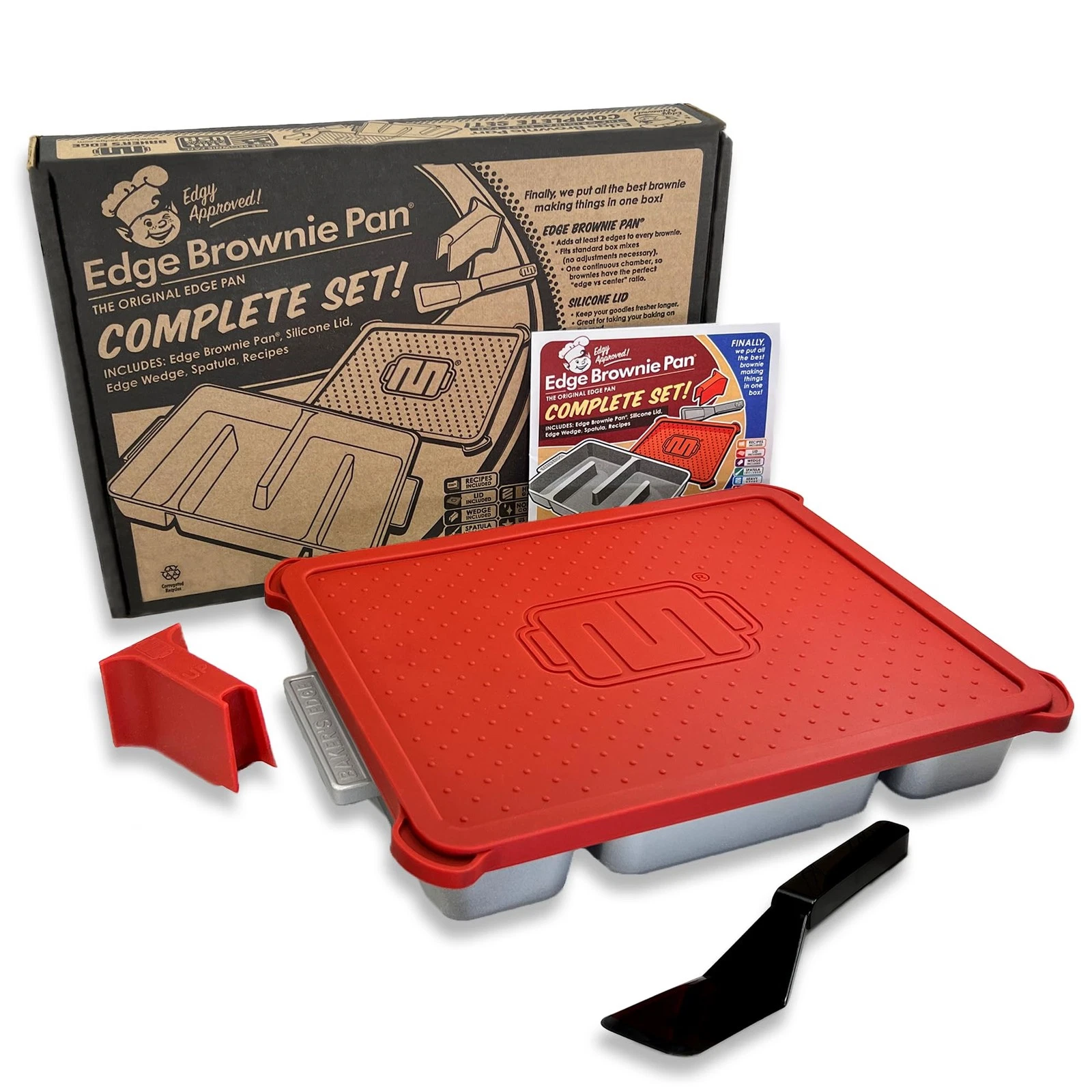 Bakers Edge Brownie Pan Complete Set Includes Lid Wedge The Original All