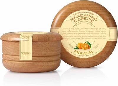 Mondial Antica Barb Tangerine and spices - Shaving cream, wooden bowl, 140ml