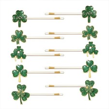 10PCS St.Patrick's Day Shamrock Hair Clips Glitter Green Leaf Hairpins Funny ...