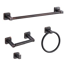 Bathroom Hardware Set 4 Pieces,Oil Rubbed Bronze Towel Bar Set Stainless Stee...