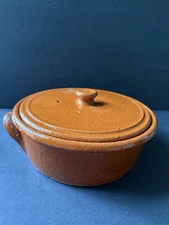 Terracotta Stoneware Casserole Dish Servingware Lidded Handles Handcrafted