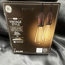 GE Vintage LED ST19 Bulbs 6W 560lm Warm White Clear Glass Dimmable 2pk