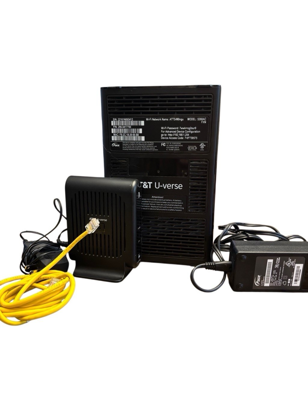 AT&T U-verse Pace 5268AC Gateway Internet Wireless Modem Router with ...