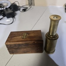 Small Vintage Maritime Nautical Telescope / Spyglass With Wooden Box