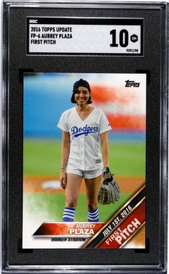 2016 Topps Update Aubrey Plaza #FP-6 First Pitch Dodgers SGC 10