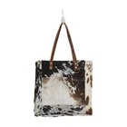 Myra Bag Unique Genuine Cowhide & Leather Front Pocket Handbag Tote Purse Bag