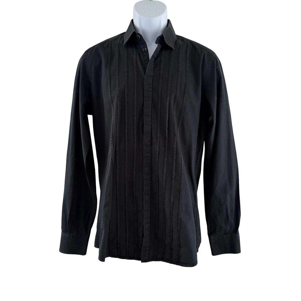 Dolce & Gabbana Camisa Dorada Para Hombre 15 3/4 40 Negro Vestido Manga Larga Hecho en Italia Foto 3 de 4