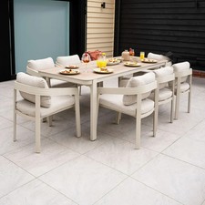 Brand New & Boxed: White Stores Millie 8-Seat SPC Aluminium Dining Table Pebble