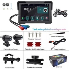 7" Motorcycle GPS Wireless CarPlay Android Auto TPMS Dual DVR Camera
