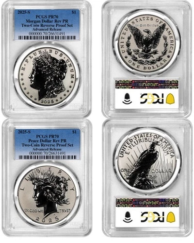 2025 S Morgan & Peace Silver Dollar $1 Reverse Proof PCGS PR70 AR #1