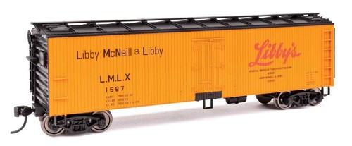 Refrigerador de madera Walthers 910-41313 HO Libby 40' con extremos de acero RTR LMLX #1587 | Zustand: New