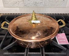 RUFFONI 5 QT Casserole with Christmas Tree Lid, Tin Lined Copper, NWT