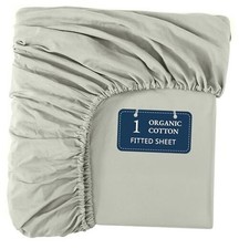 100 Organic Cotton Size Fitted Sheet Only 78"x80" - Super King 04: Mineral