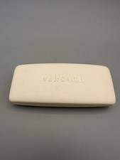 Versace White Hard Shell Eyeglass Sunglass Case Leather-Look Logo Box USED