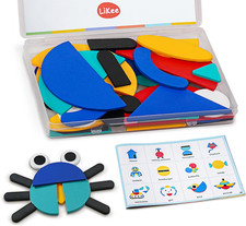 Open Ended Wooden Shape Puzzles with 36 Blocks and 60 Pattern Shapes for Toddler