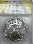 1989 American Eagle Silver Dollar Graded ANACS MS68
