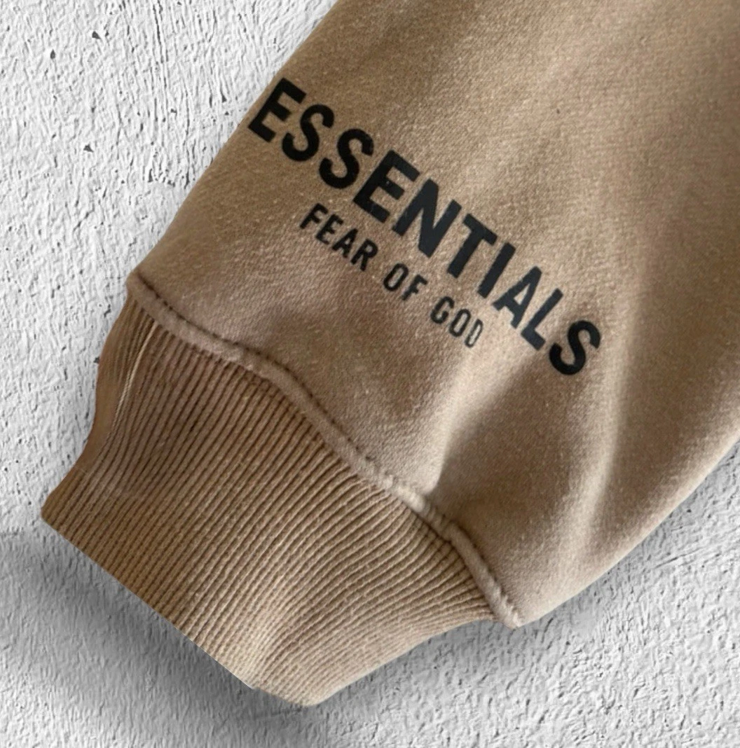 ? Autentica Felpa con Cappuccio Essentials Fear of God Marrone Chiaro ?