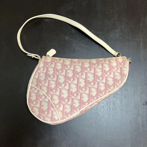 Sac bandoulière selle trotteur CHRISTIAN DIOR PVC cuir verni rose authentique 250309