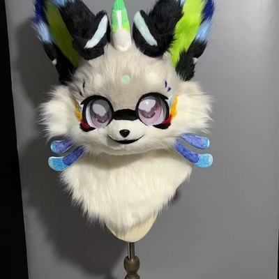 Fursuit Long haired Dog Fox Mascot Party Halloween Fur Cosplay(head)