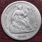 1861 Seated Liberty Half Dime 5c Nicely Circulated #102481