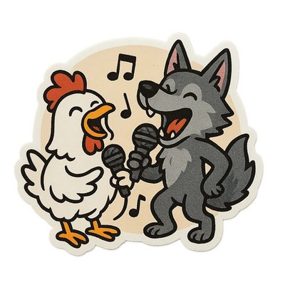 10x chicken and wolf 9x9 cm car sticker funny animal sticker karaoke duet